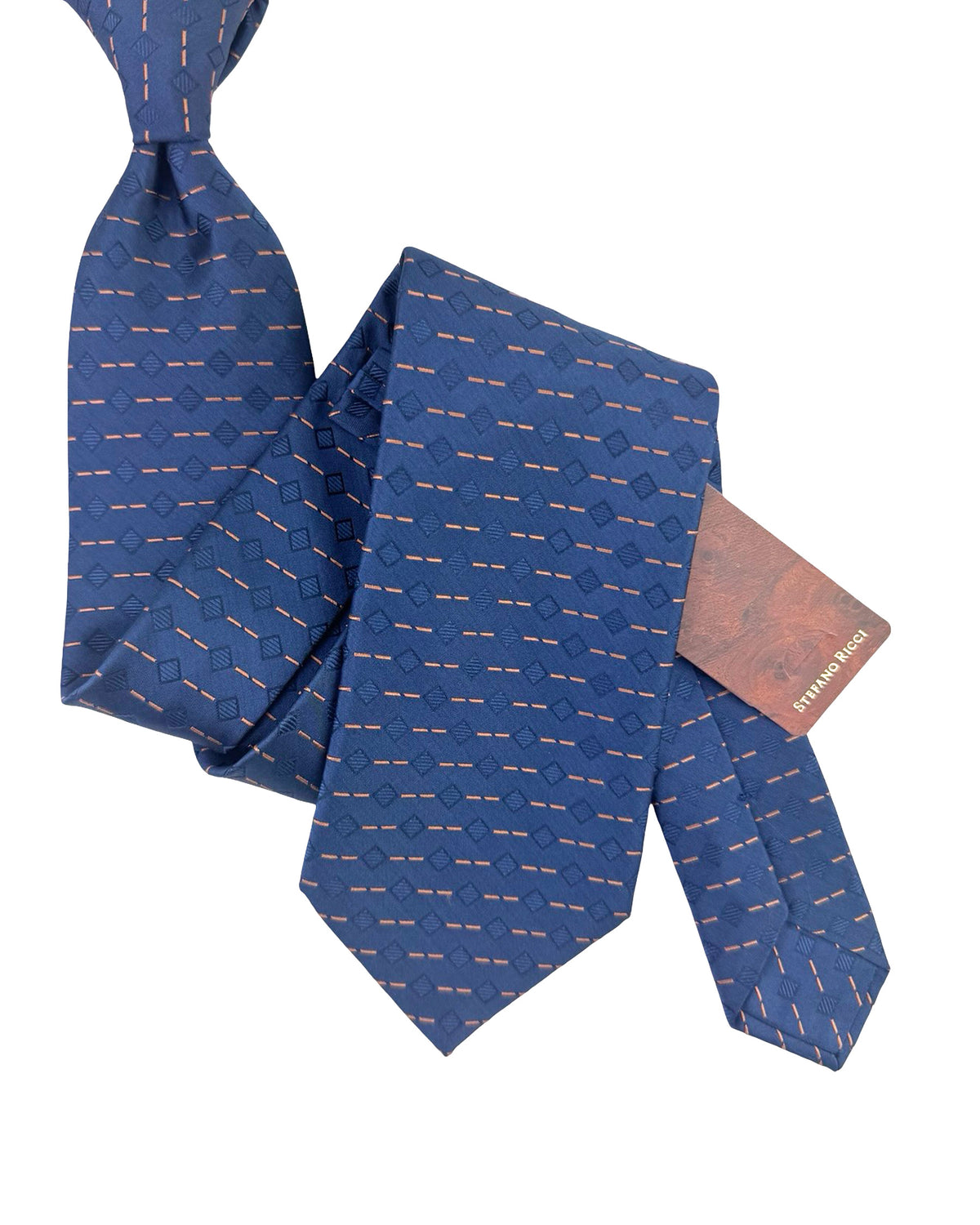Stefano Ricci Tie Midnight Blue Brown Pattern