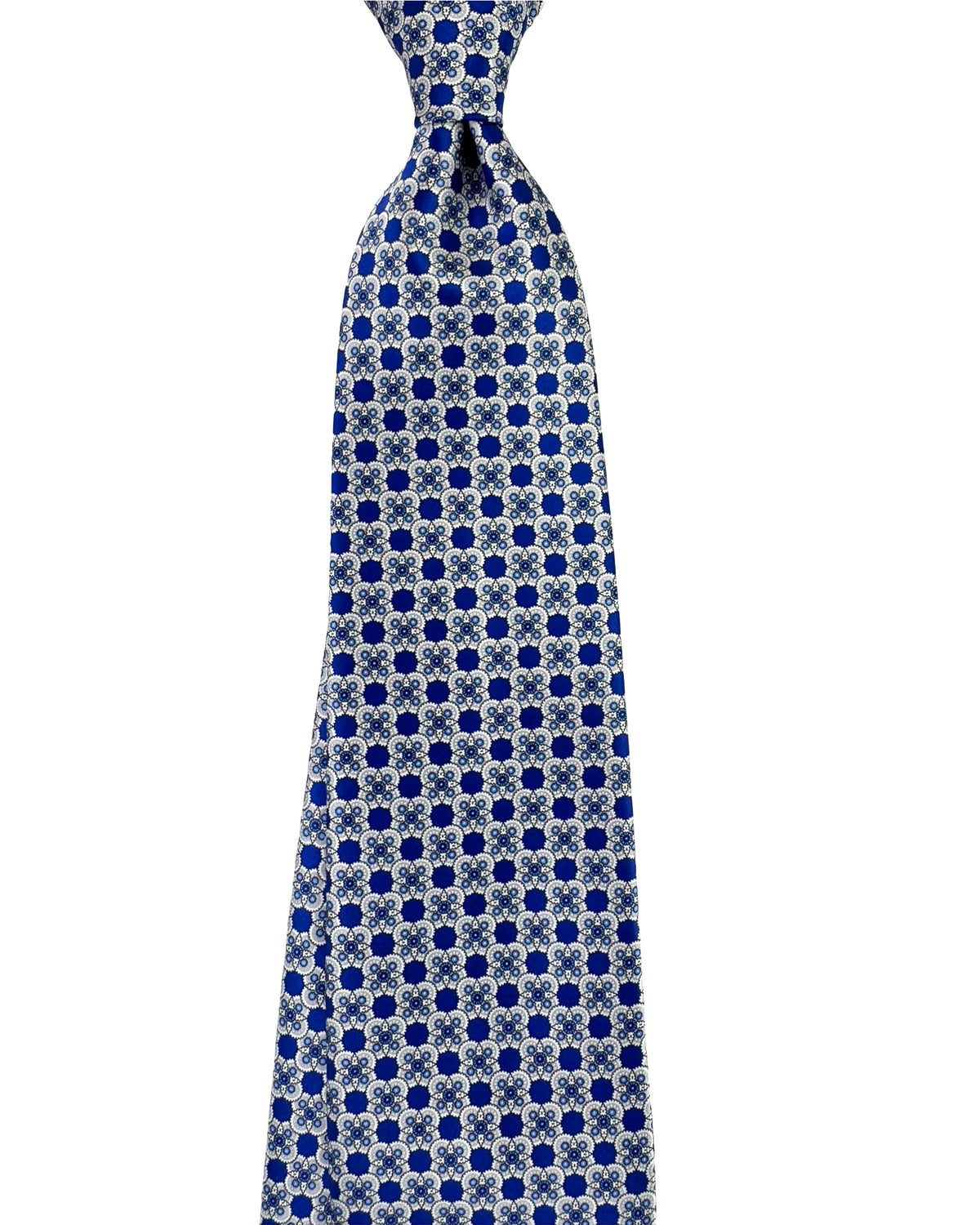 Stefano Ricci Tie Royal Blue Silver Geometric Design