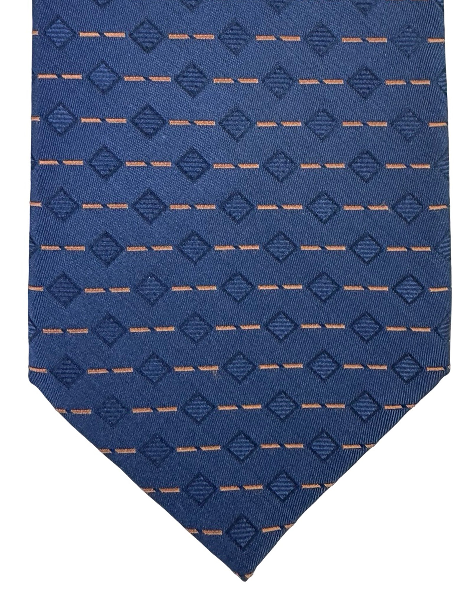 Stefano Ricci Tie Midnight Blue Brown Pattern