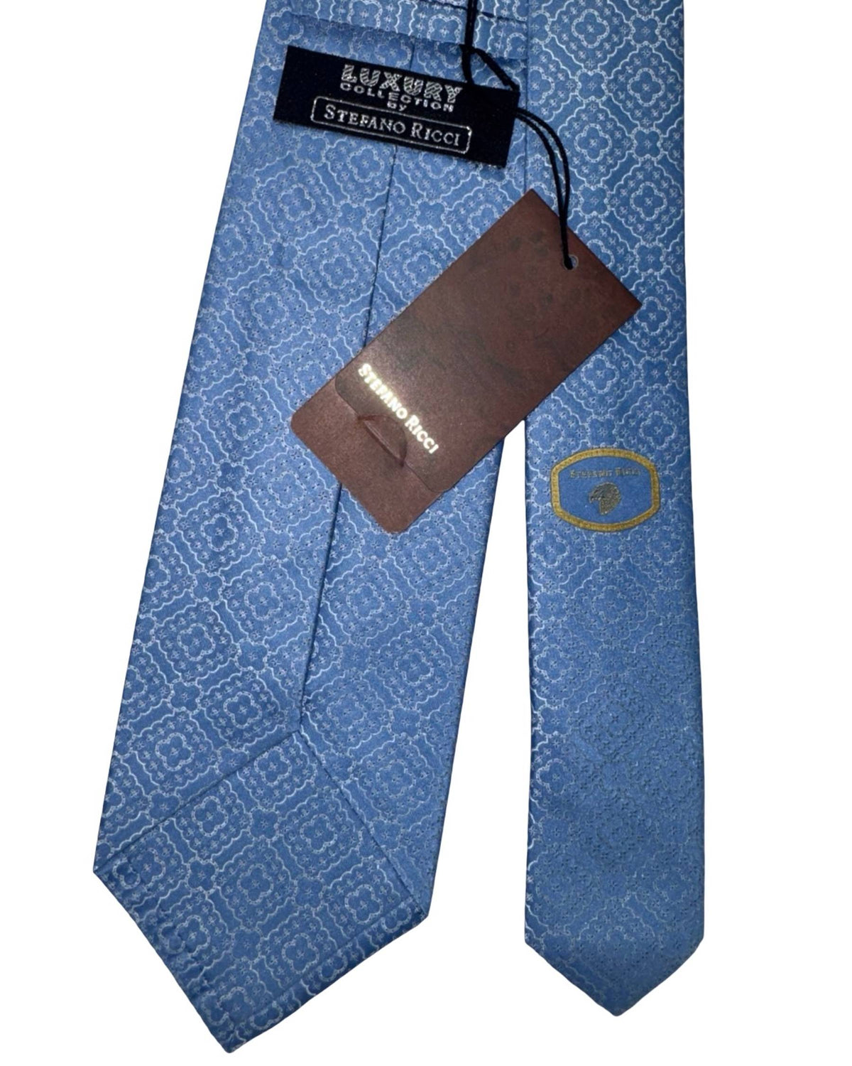 Stefano Ricci Tie Blue Silver Lattice Pattern