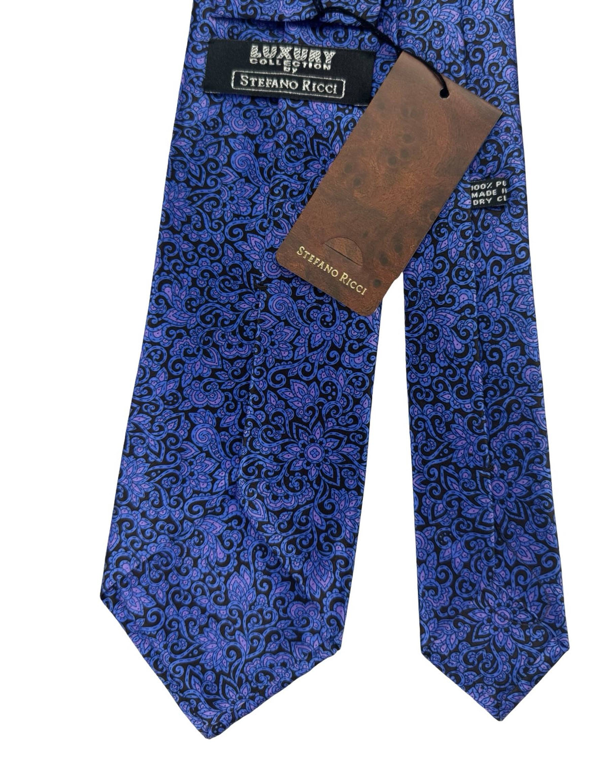 Stefano Ricci Tie Black Blue and Lilac Floral Design SALE