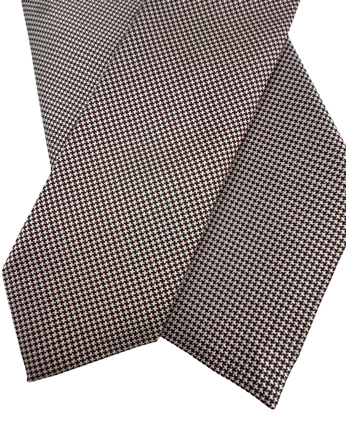 Stefano Ricci Tie Maroon Silver Micro Houndstooth - Luxury Collection