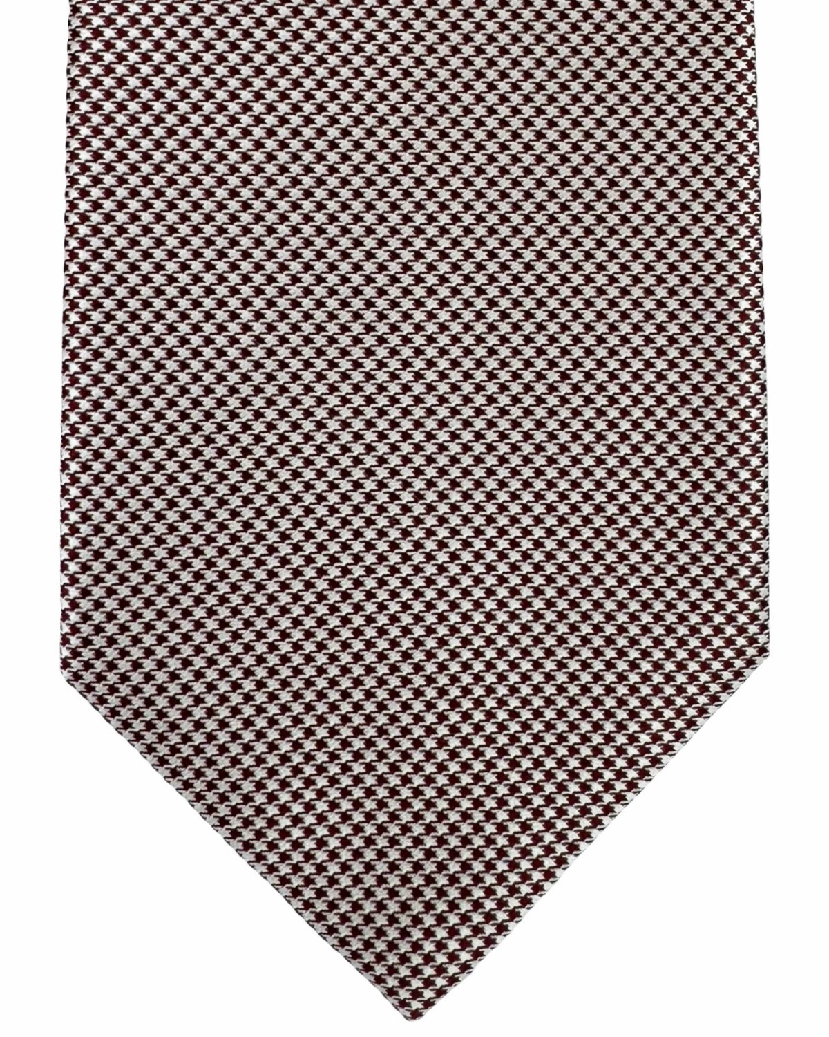 Stefano Ricci Tie Maroon Silver Micro Houndstooth - Luxury Collection