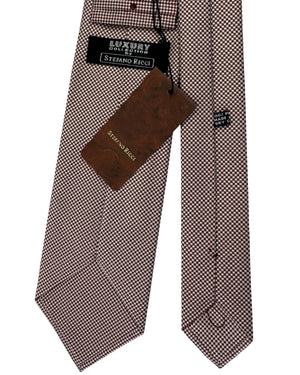 Stefano Ricci Tie Maroon Silver Micro Houndstooth - Luxury Collection