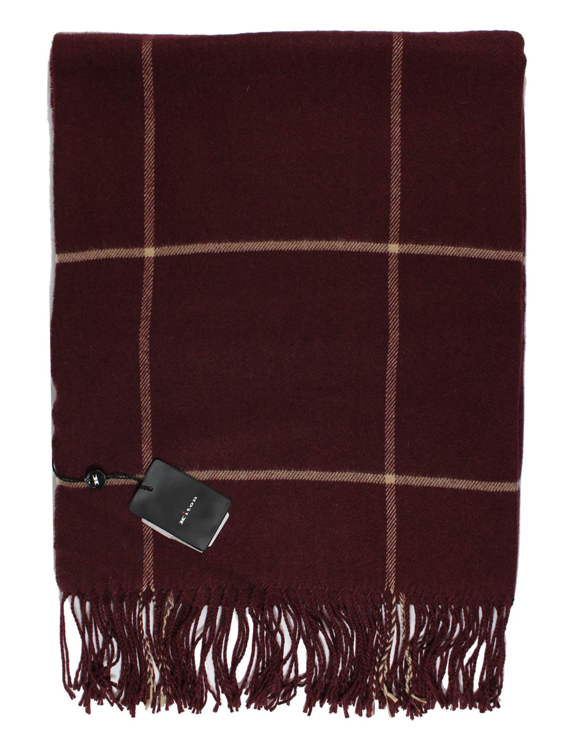 Sartorio Scarf Maroon Windowpane - Luxury Cashmere Shawl SALE