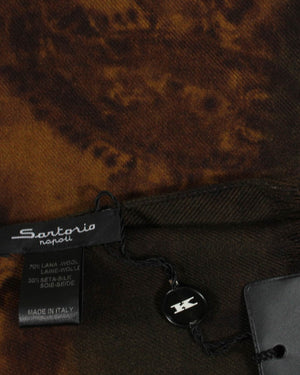 Sartorio Scarf Brown Paisley - Luxury Wool Silk Shawl