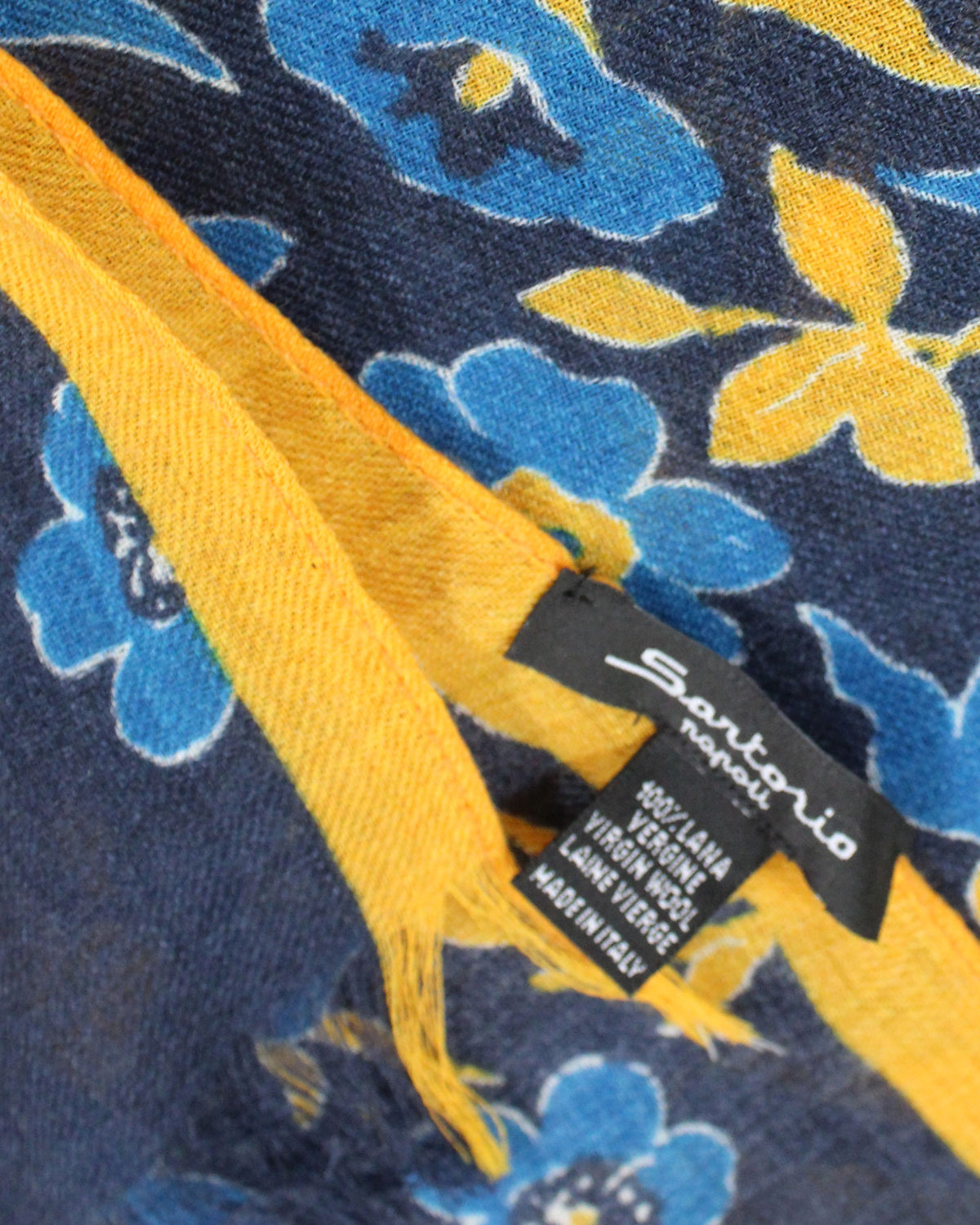 Sartorio Scarf Navy Blue Orange Floral SALE