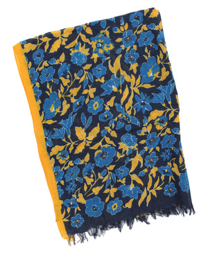 Sartorio Scarf Navy Blue Orange Floral