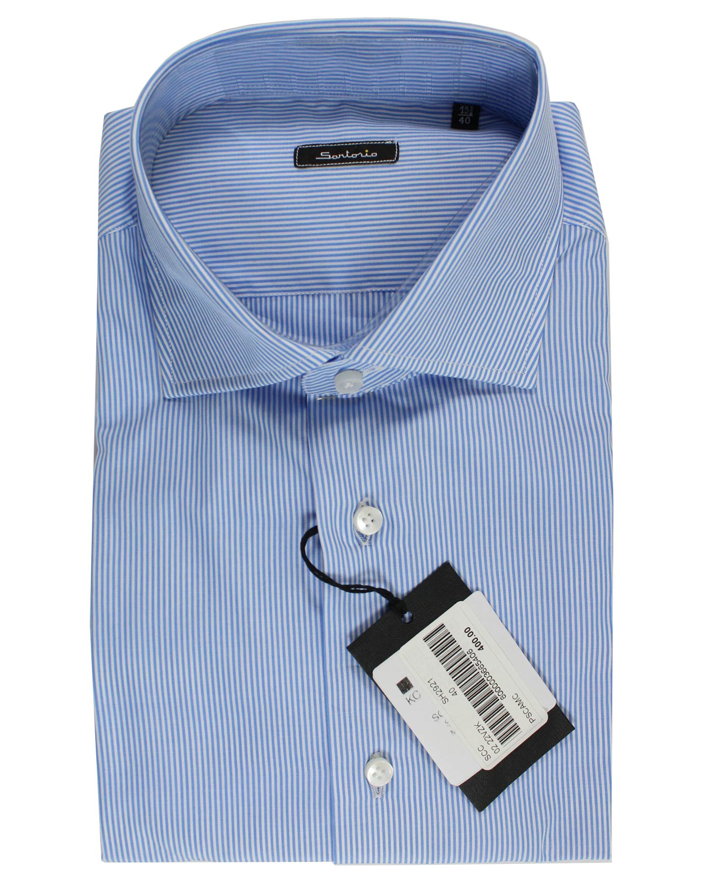 Sartorio Dress Shirt White Blue Stripes 41 - 16 Slim Fit SALE Sartorio Dress Shirt White Blue Stripes 41 - 16 Slim Fit SALE