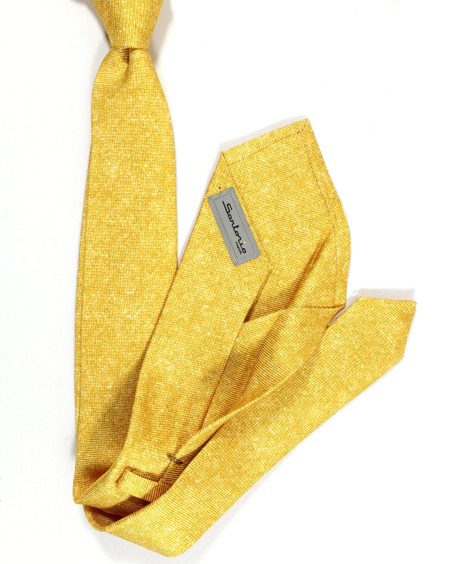 Sartorio Sevenfold Tie Mustard Texture Pattern - Narrow Cut