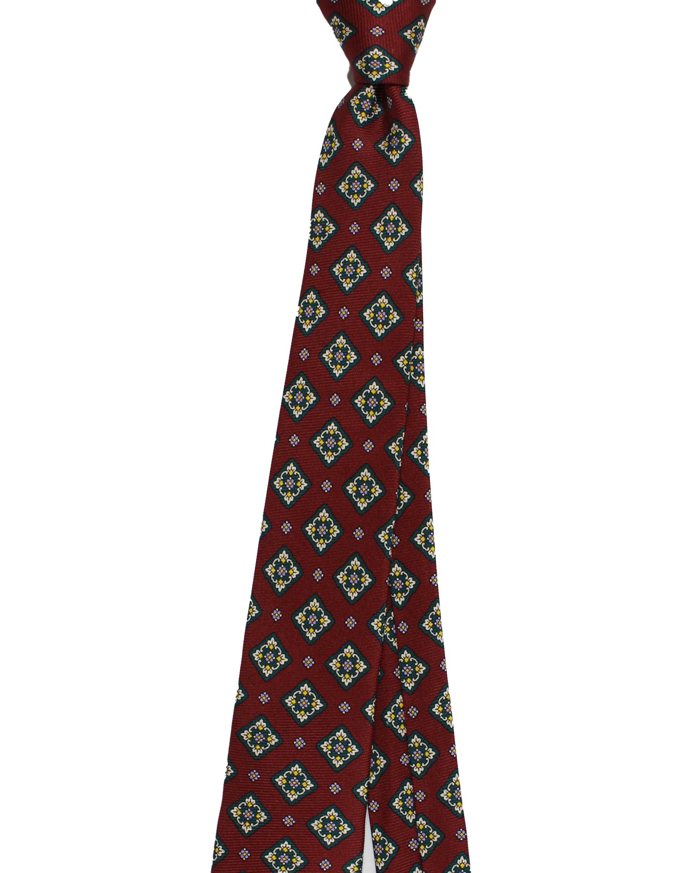 Italian 7 Fold Tie - Vintage Medallion Green