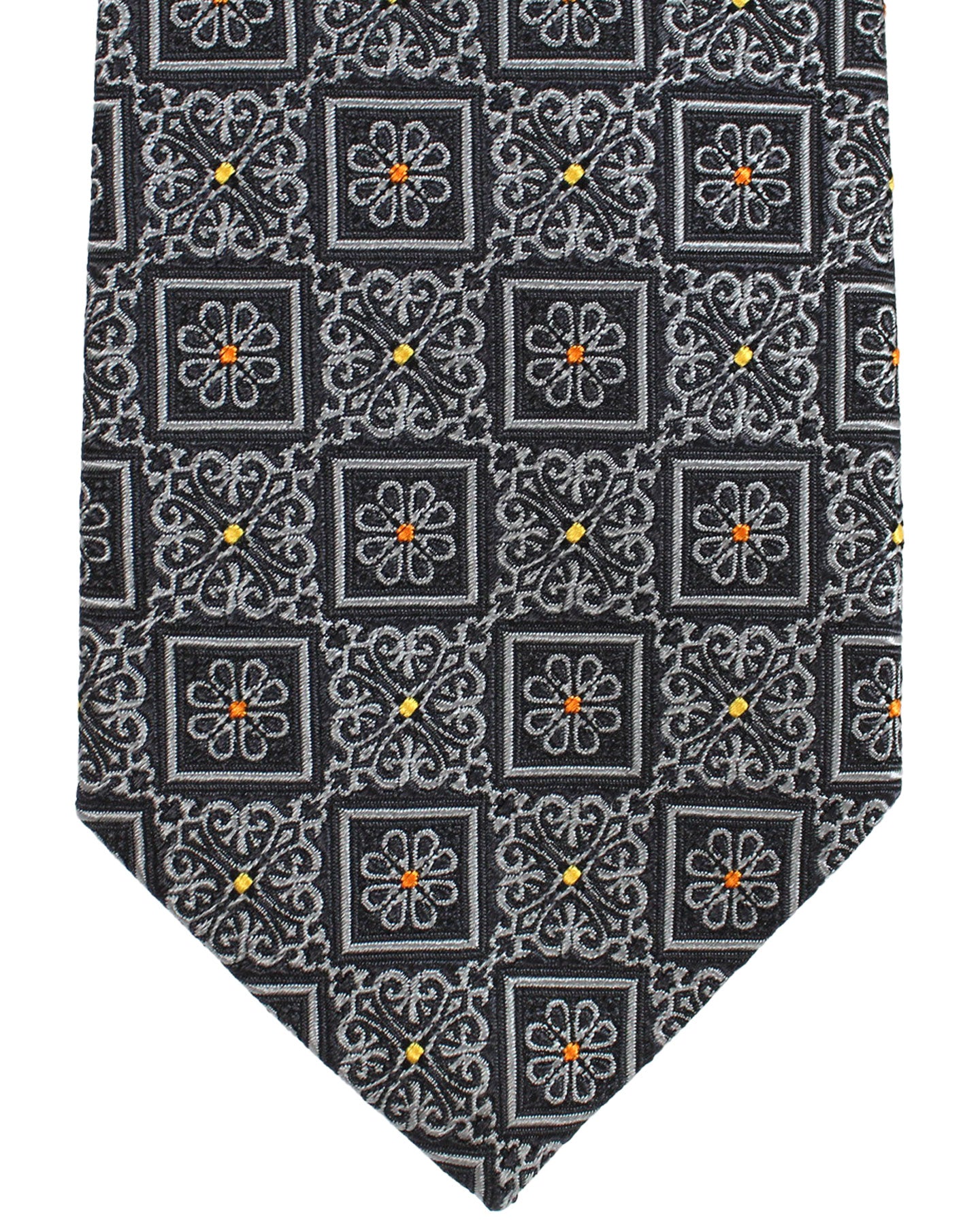 Sartorio Napoli Silk Tie Gray Medallions Design