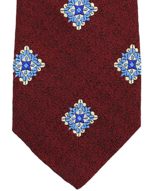 Sartorio Tie Bordeaux Blue Medallions Design
