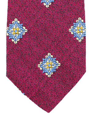 Sartorio Sevenfold Tie Magenta Blue Medallions Design