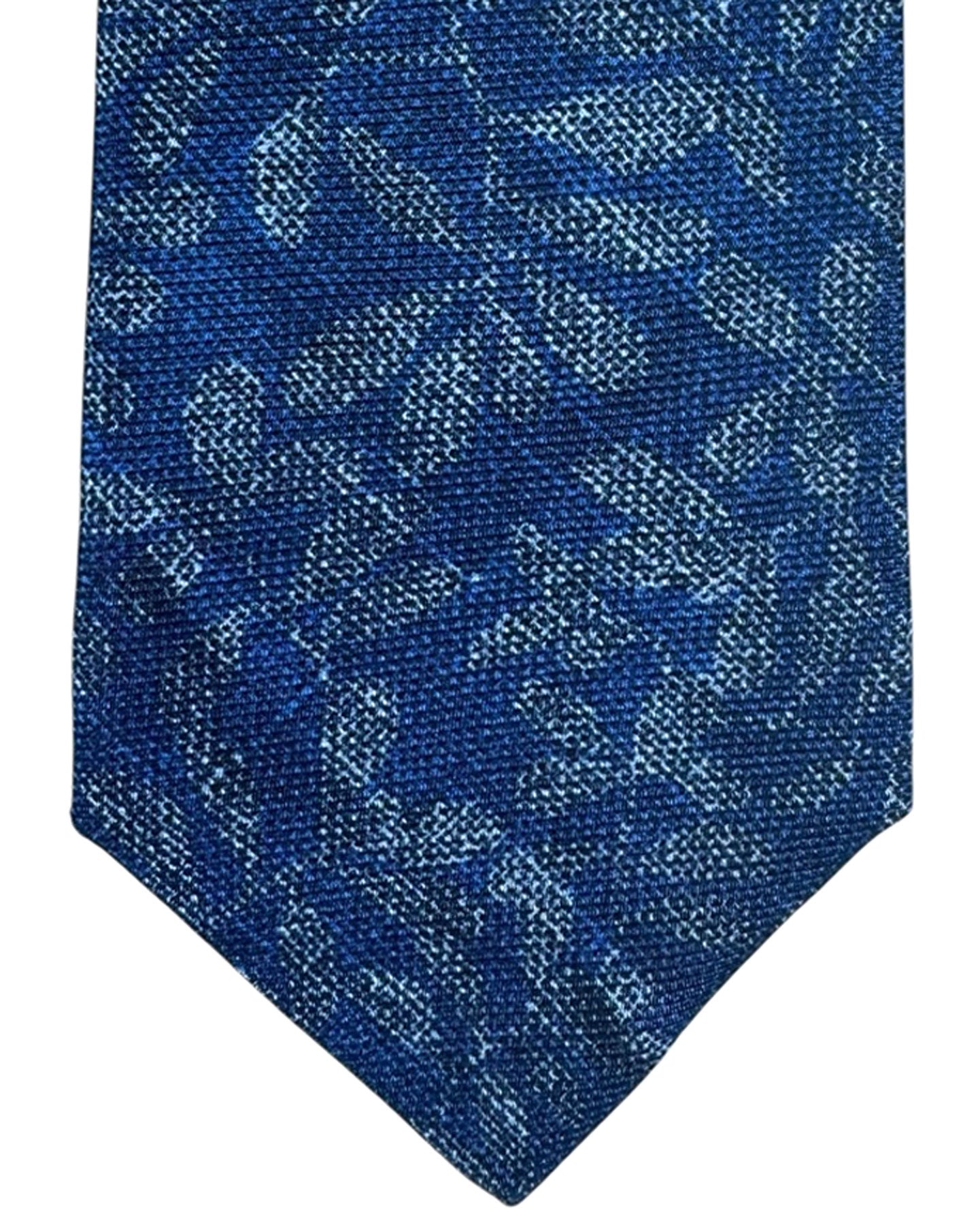 Sartorio Sevenfold Tie Navy Gray Leaf Design