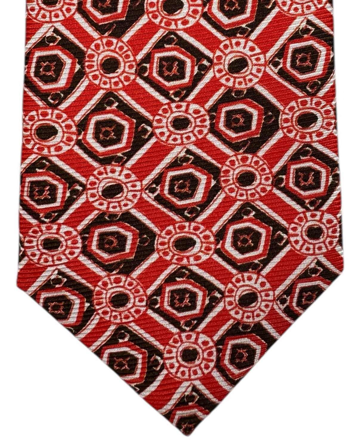 Sartorio Napoli Sevenfold Tie Red Brown White Design