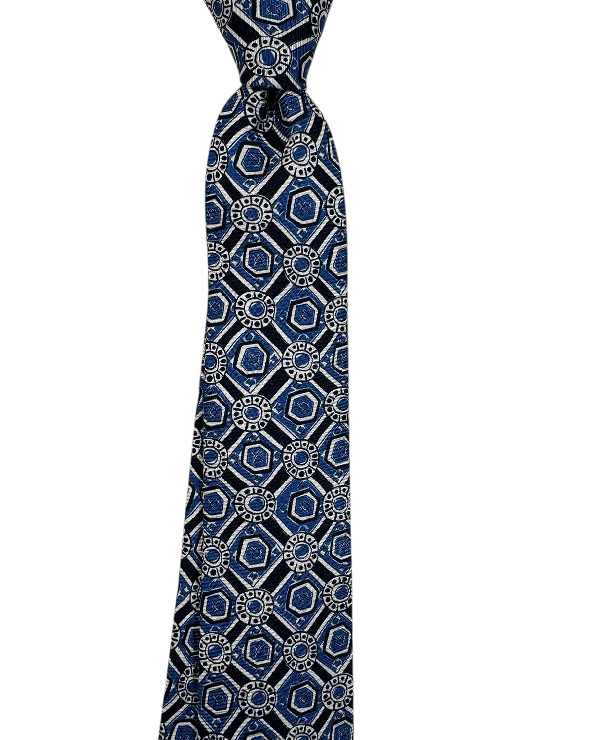 Sartorio Napoli Sevenfold Tie Dark Blue White Design