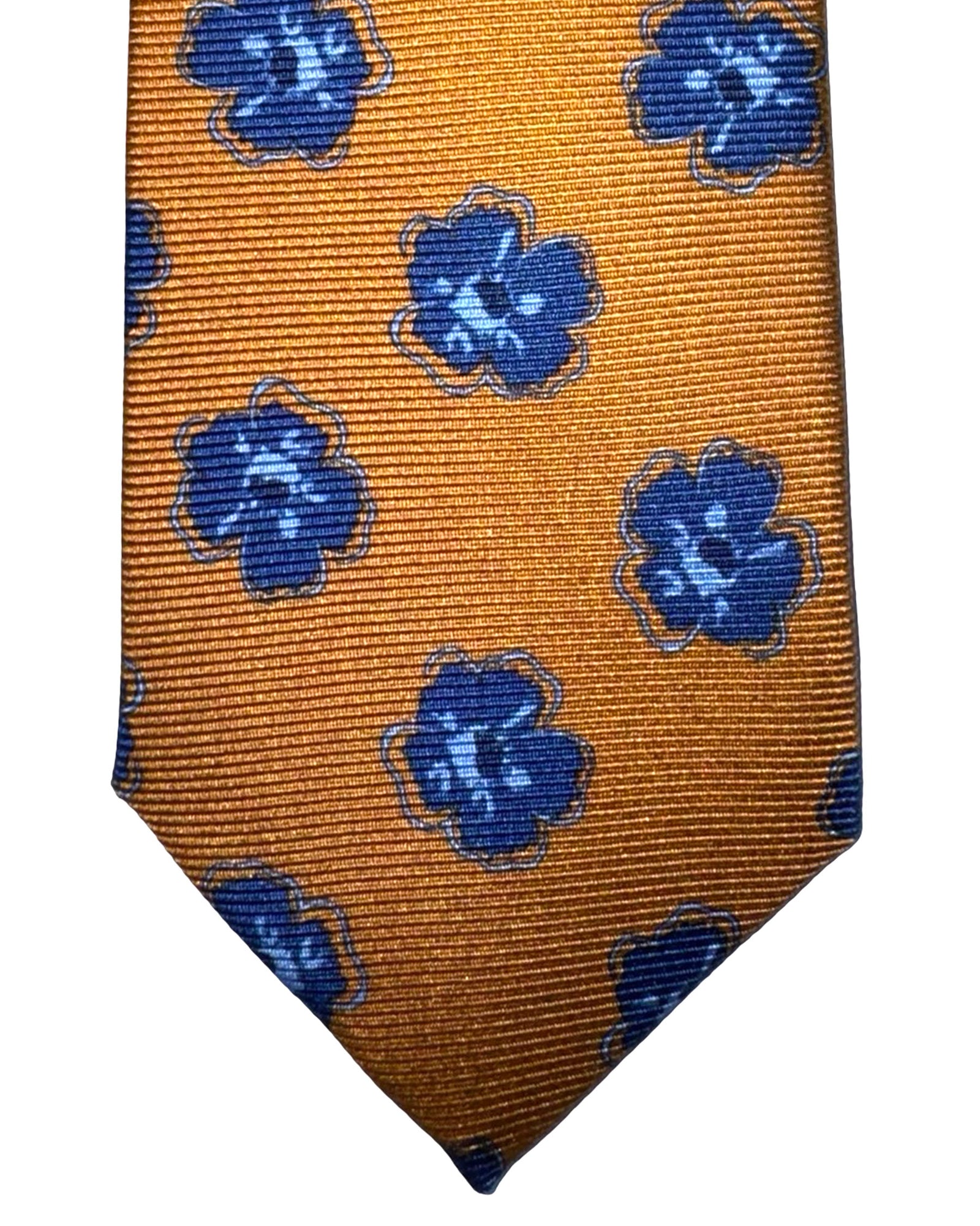 Sartorio Tie Mustard Brown Royal Blue Floral Dots