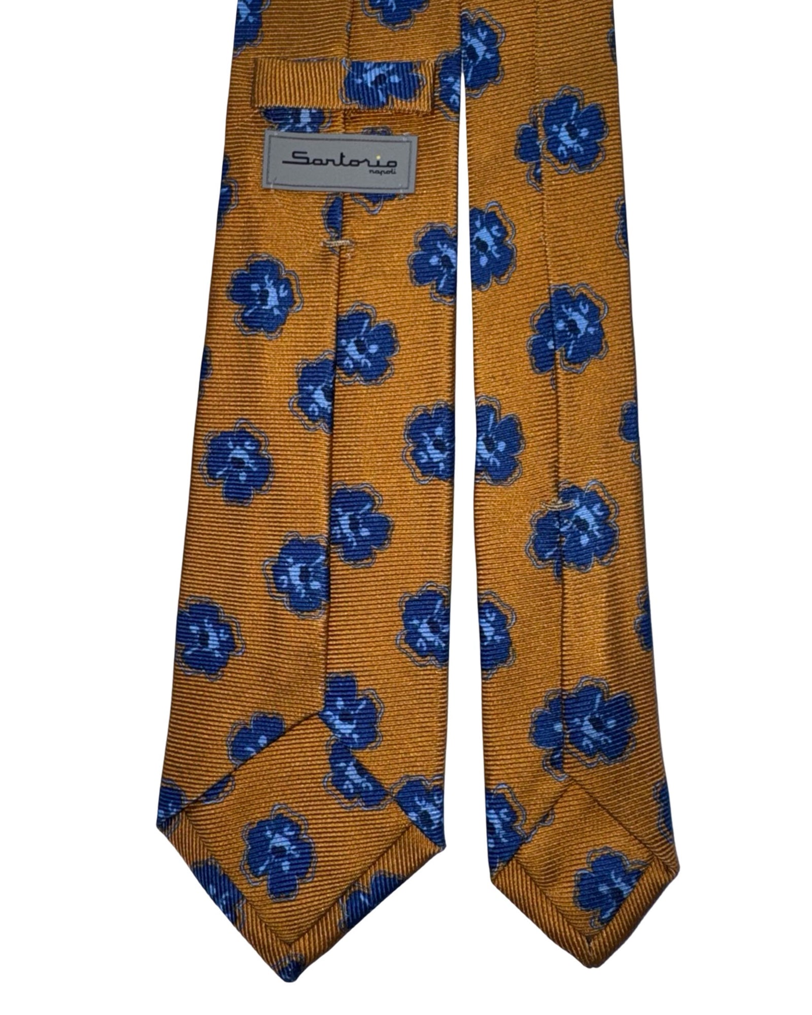 Sartorio Tie Mustard Brown Royal Blue Floral Dots