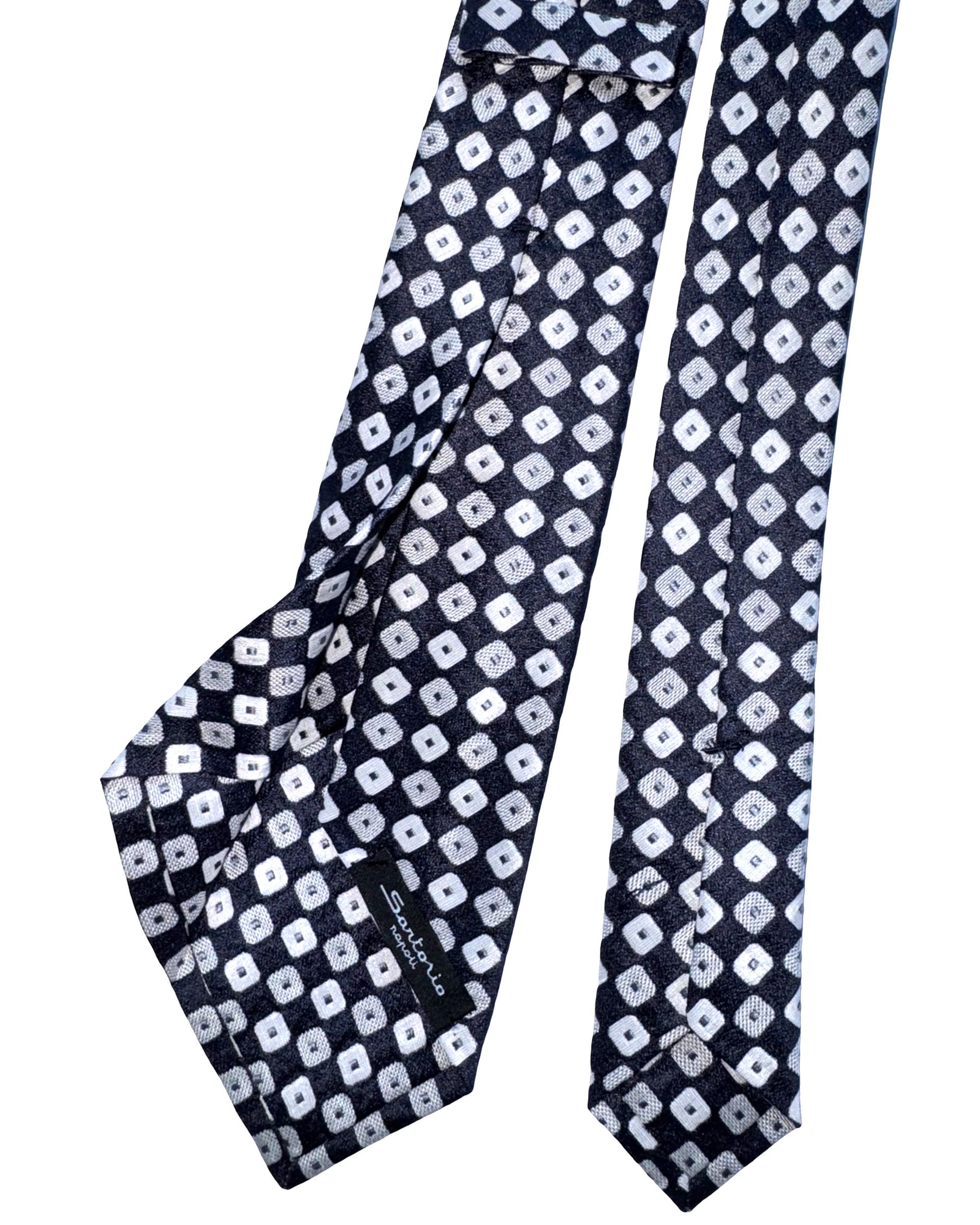 Sartorio Tie Navy Gray Geometric - Sartorial