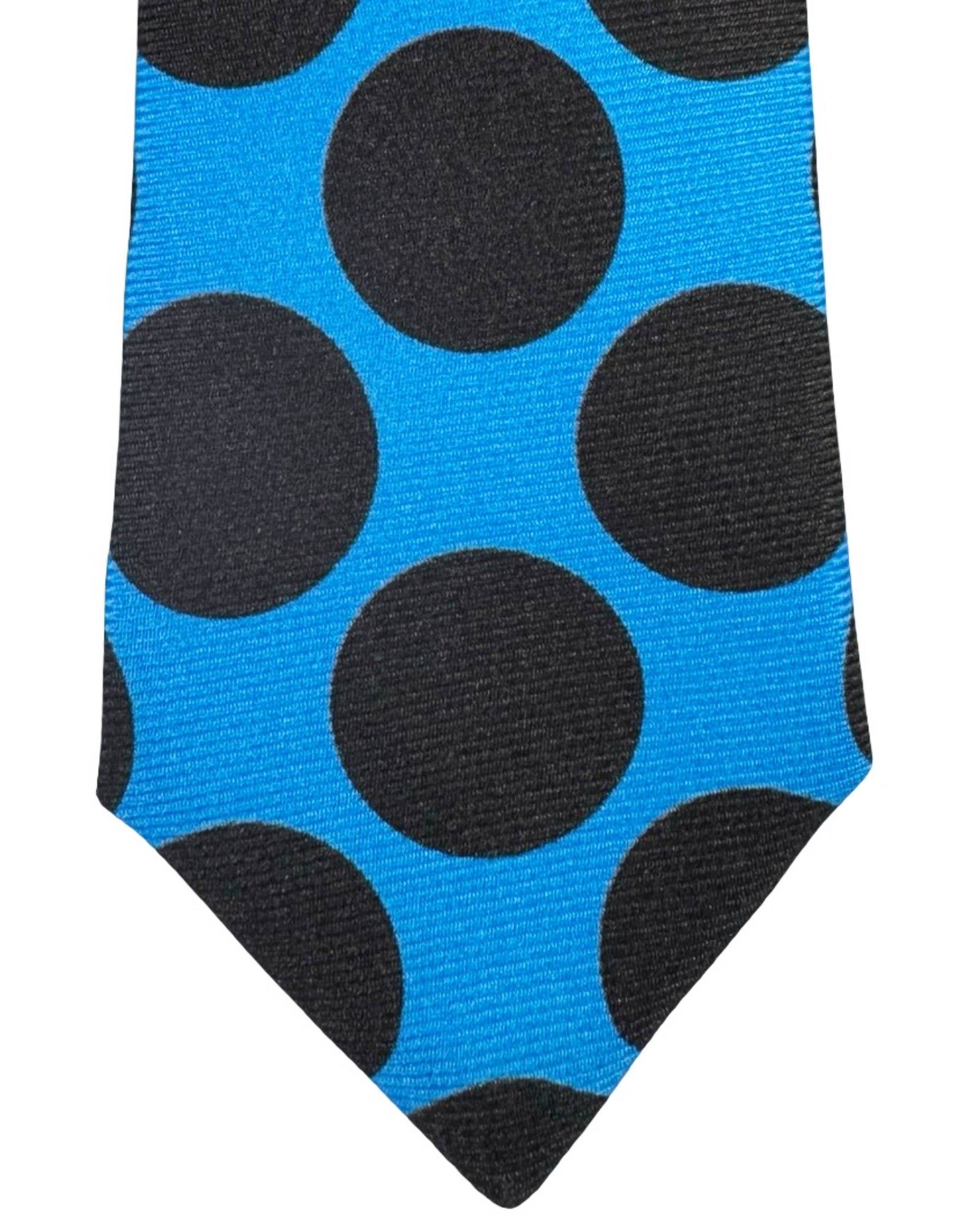 Sartorio Napoli Sevenfold Tie Aqua Blue Brown Large Dots