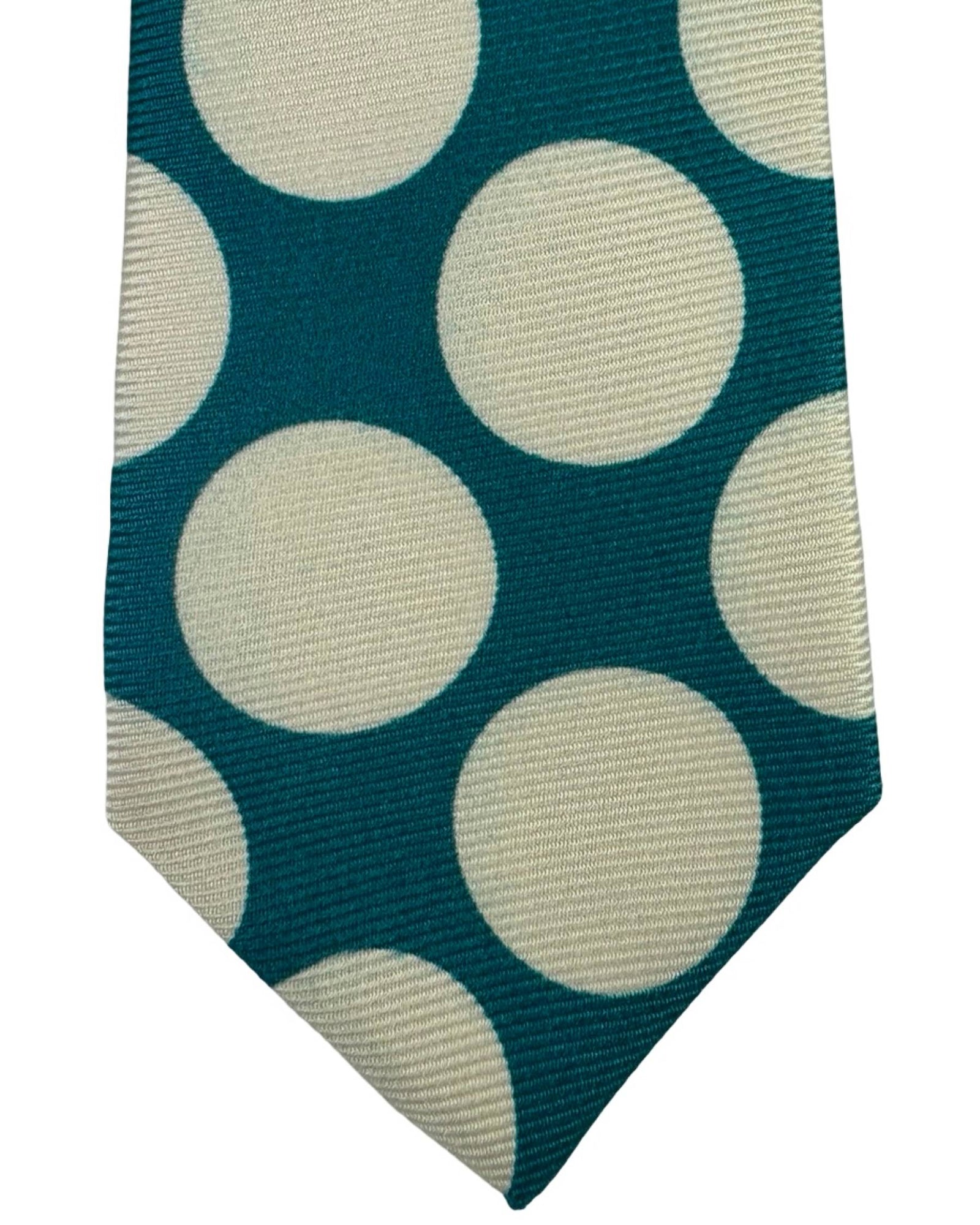 Sartorio Napoli Sevenfold Tie Petrol White Large Dots