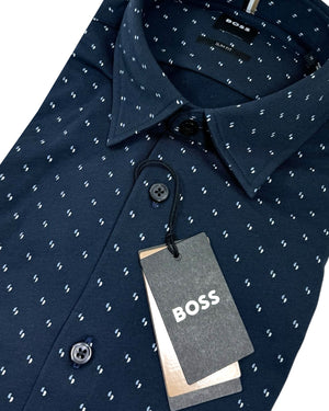 Hugo Boss Sport Shirt Midnight Blue Pattern - Slim Fit XXXL REDUCED - - Tie Deals Hugo Boss Sport Shirt Midnight Blue Pattern - Slim Fit XXXL REDUCED - - Tie Deals