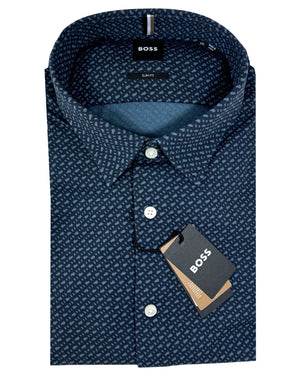 hugo boss trim fit dress shirt BOSS by Hugo Boss Men's Printed Performance-Stretch Material Slim-Fit Dress Shirt