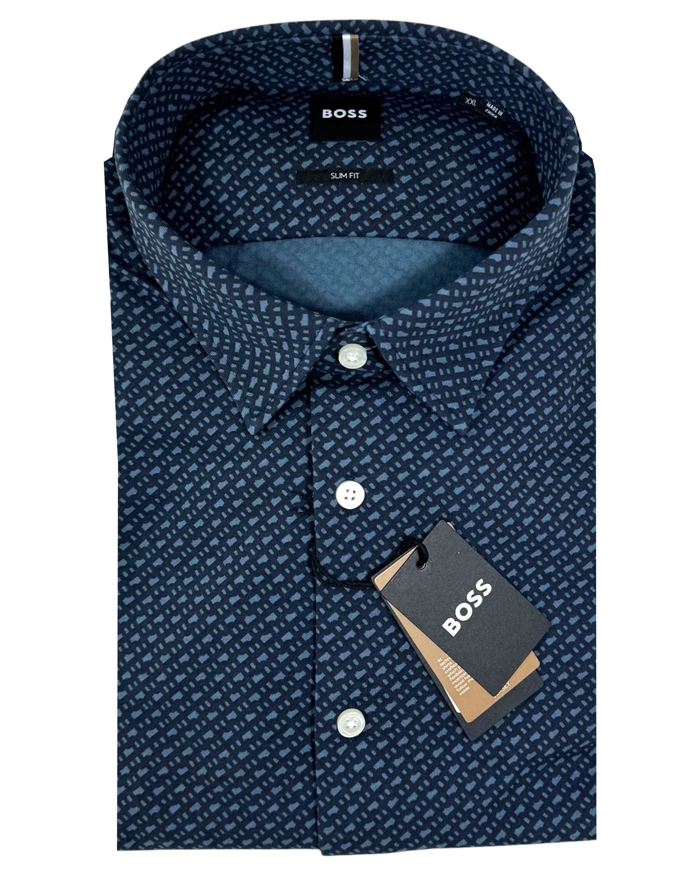 Hugo Boss Sport Shirt Midnight Gray Pattern L Slim Fit REDUCED - SALE - Tie Deals Hugo Boss Sport Shirt Midnight Gray Pattern L Slim Fit REDUCED - SALE - Tie Deals