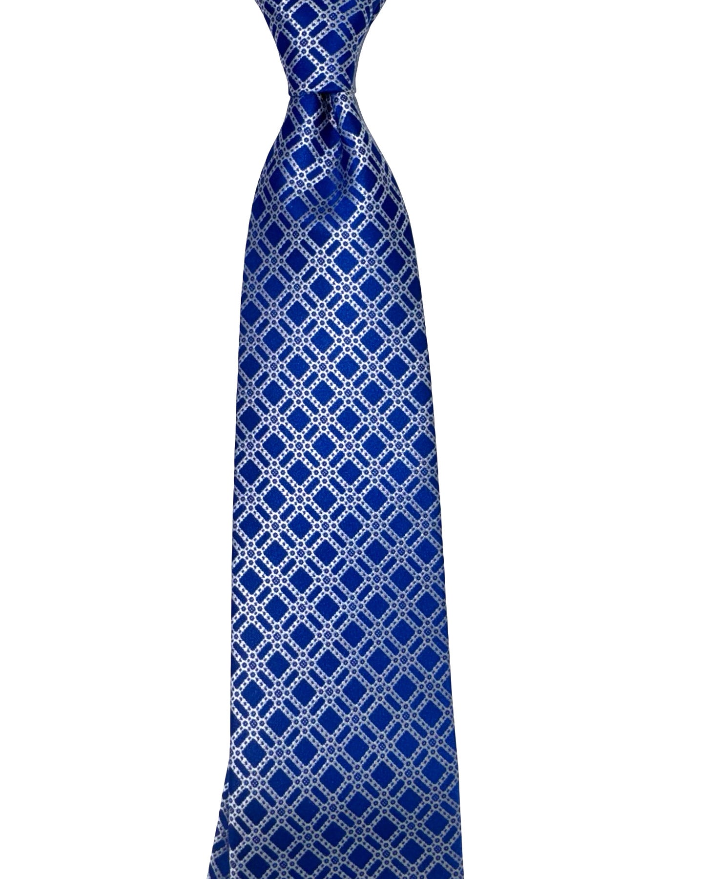 Stefano Ricci Tie Royal Blue Silver Geometric Lattice - Tie Deals