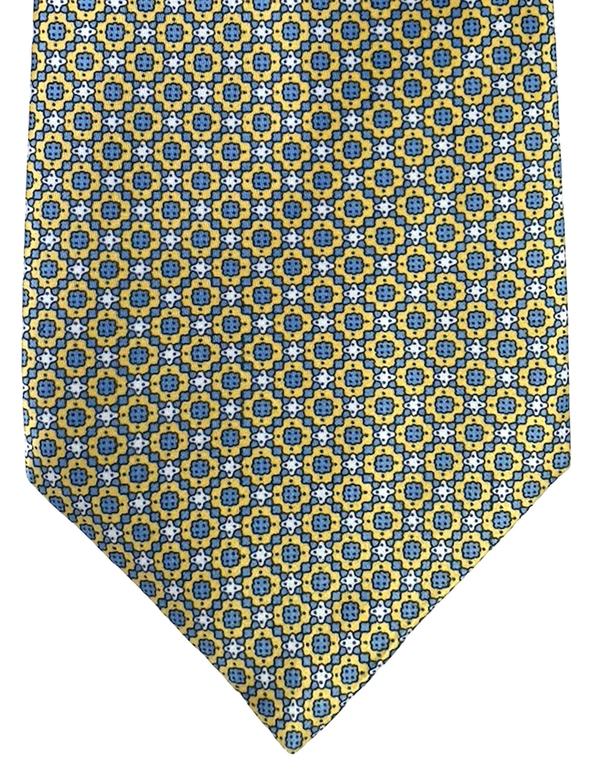 Stefano Ricci Silk Tie Yellow Metal Blue Geometric