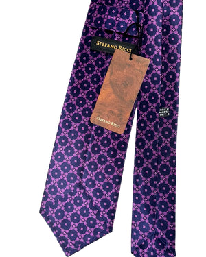 Stefano Ricci Silk Tie Purple Geometric