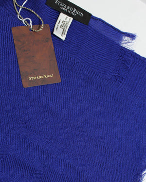 Stefano Ricci Scarf Royal Blue Pattern - Luxury Cotton Silk Shawl