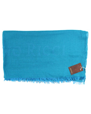 Stefano Ricci Scarf Aqua Blue Pattern - Luxury Cotton Silk Shawl SALE