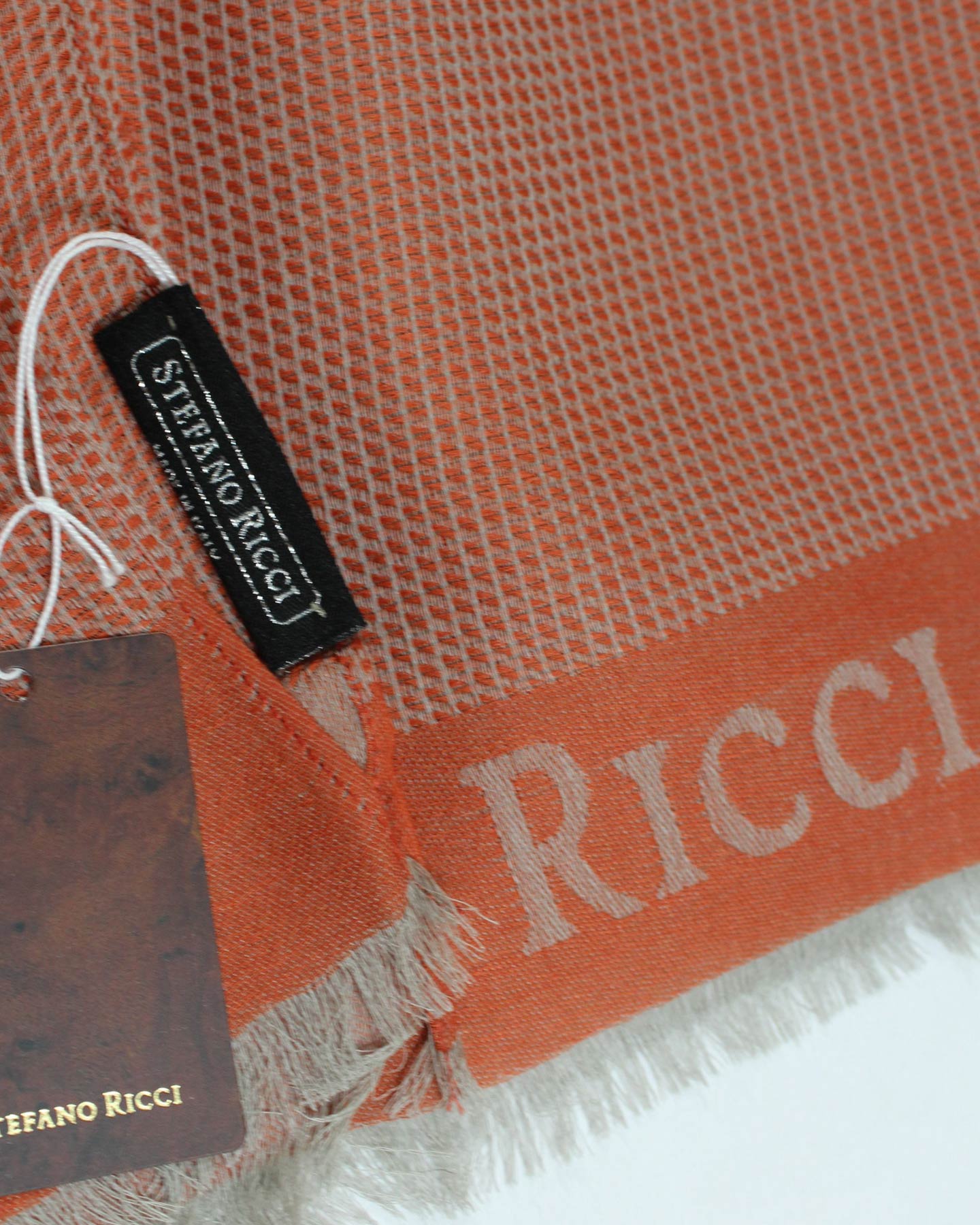 Stefano Ricci Scarf Rust Orange - Luxury Cashmere Silk Shawl