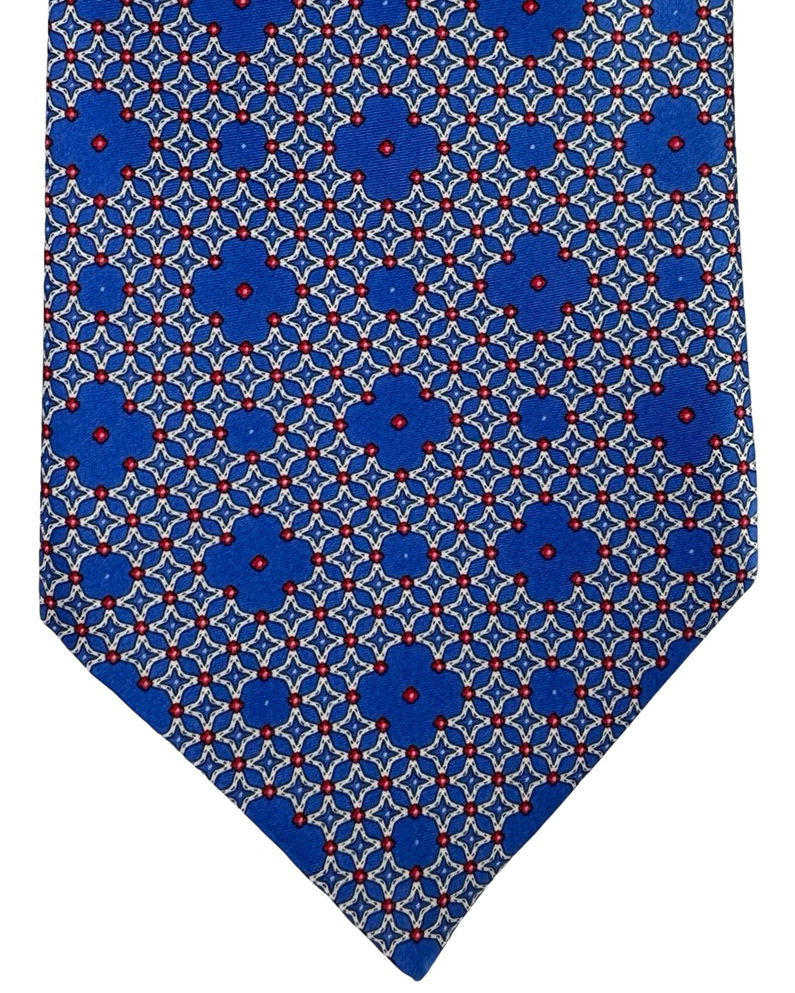 Stefano Ricci Silk Tie Royal Blue Red Silver Design