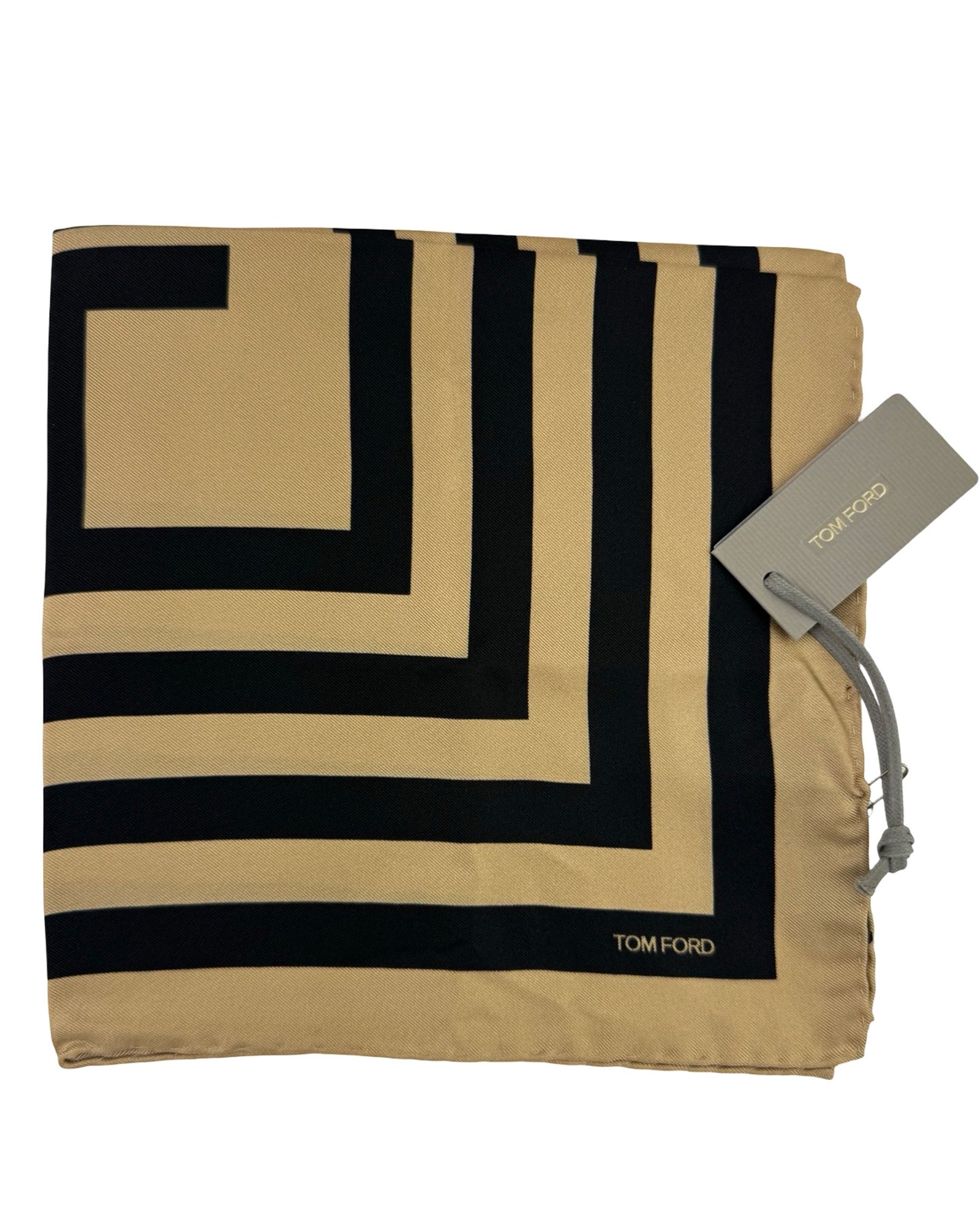Tom Ford Silk Pocket Square Caramel Black Design