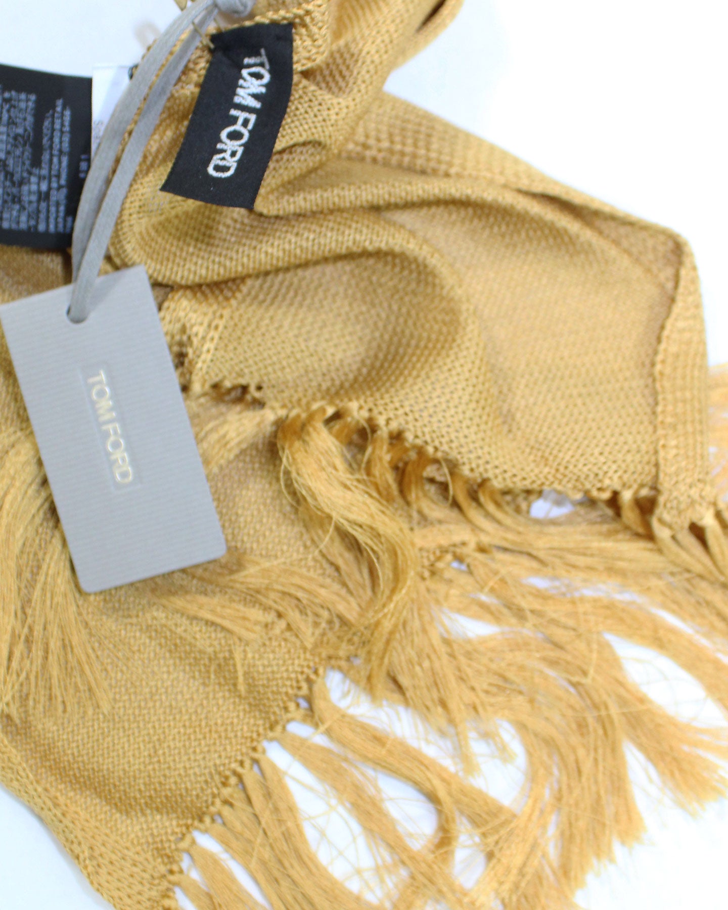 Tom Ford Scarf Mustard - Skinny Fringe Shawl SALE