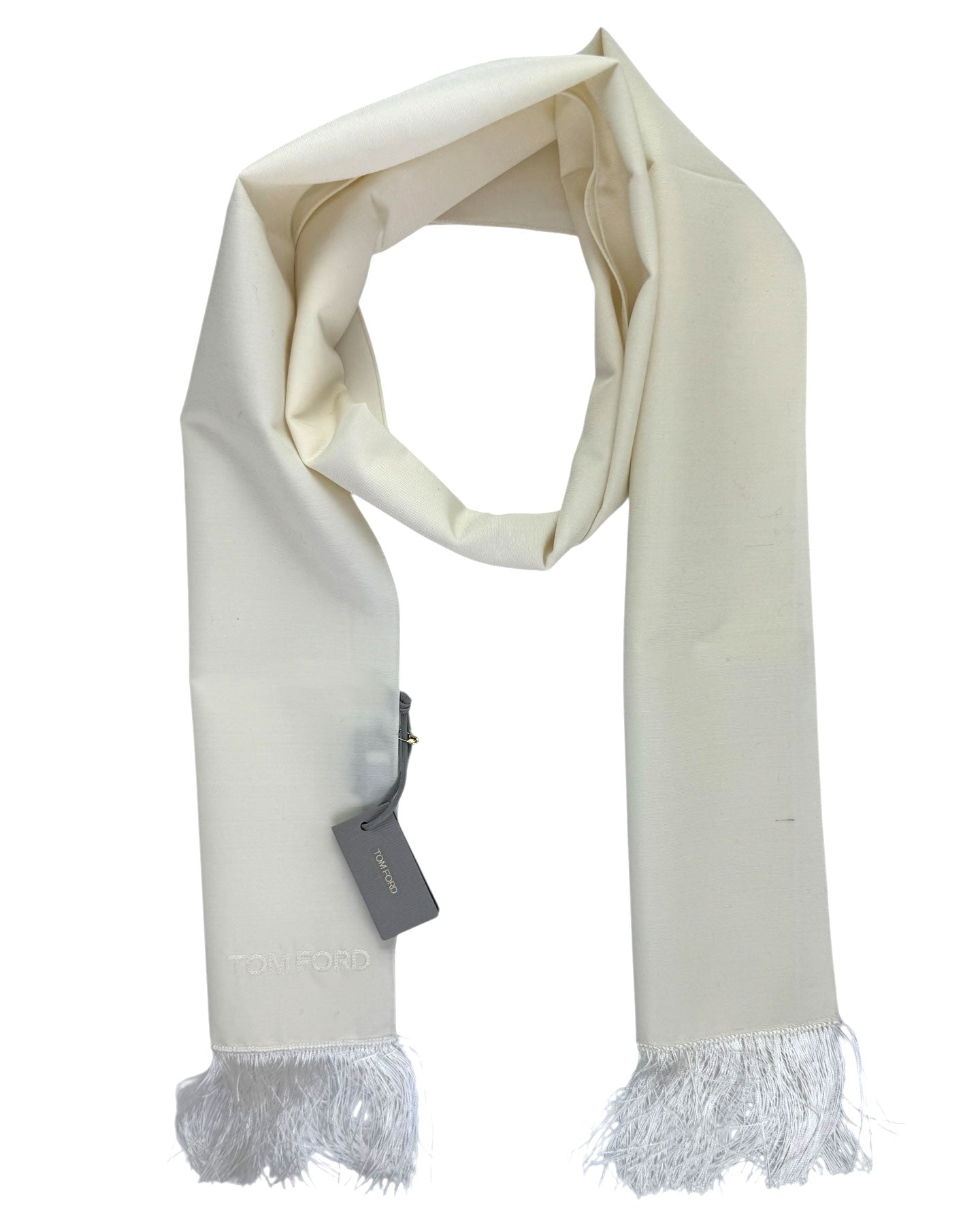Tom Ford Scarf Ivory White Shawl - Wool Silk - Tie Deals