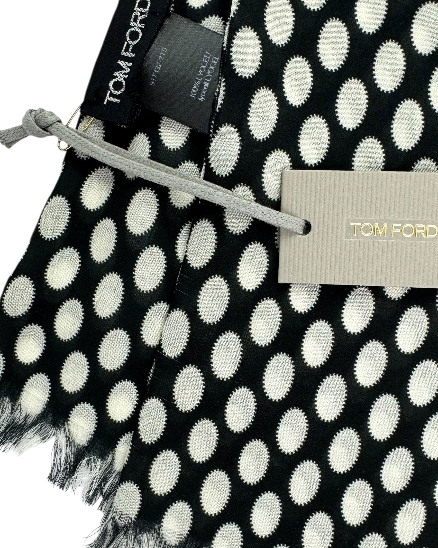 Tom Ford Scarf Black White Ovals Design