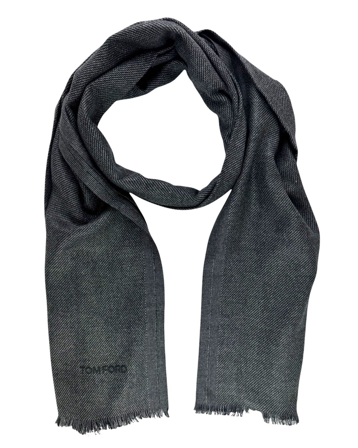 Tom Ford Silk Scarf Dark Gray Pattern
