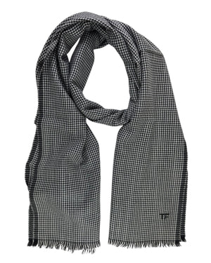 Tom Ford Scarf Gray Black Silver Houndstooth