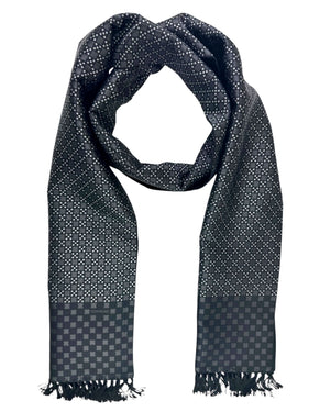 Tom Ford Silk Scarf Gray Black Silver Design - Fringe