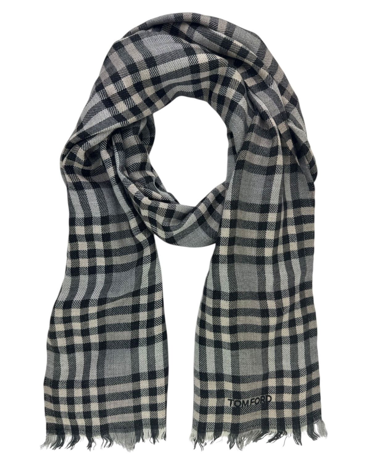 Tom Ford Scarf Gray Check - Cashmere Silk Shawl