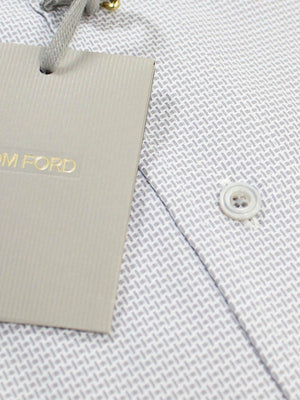 Tom Ford Dress Shirt White Gray Geometric 39 - 15 1/2 Slim Fit REDUCED SALE
