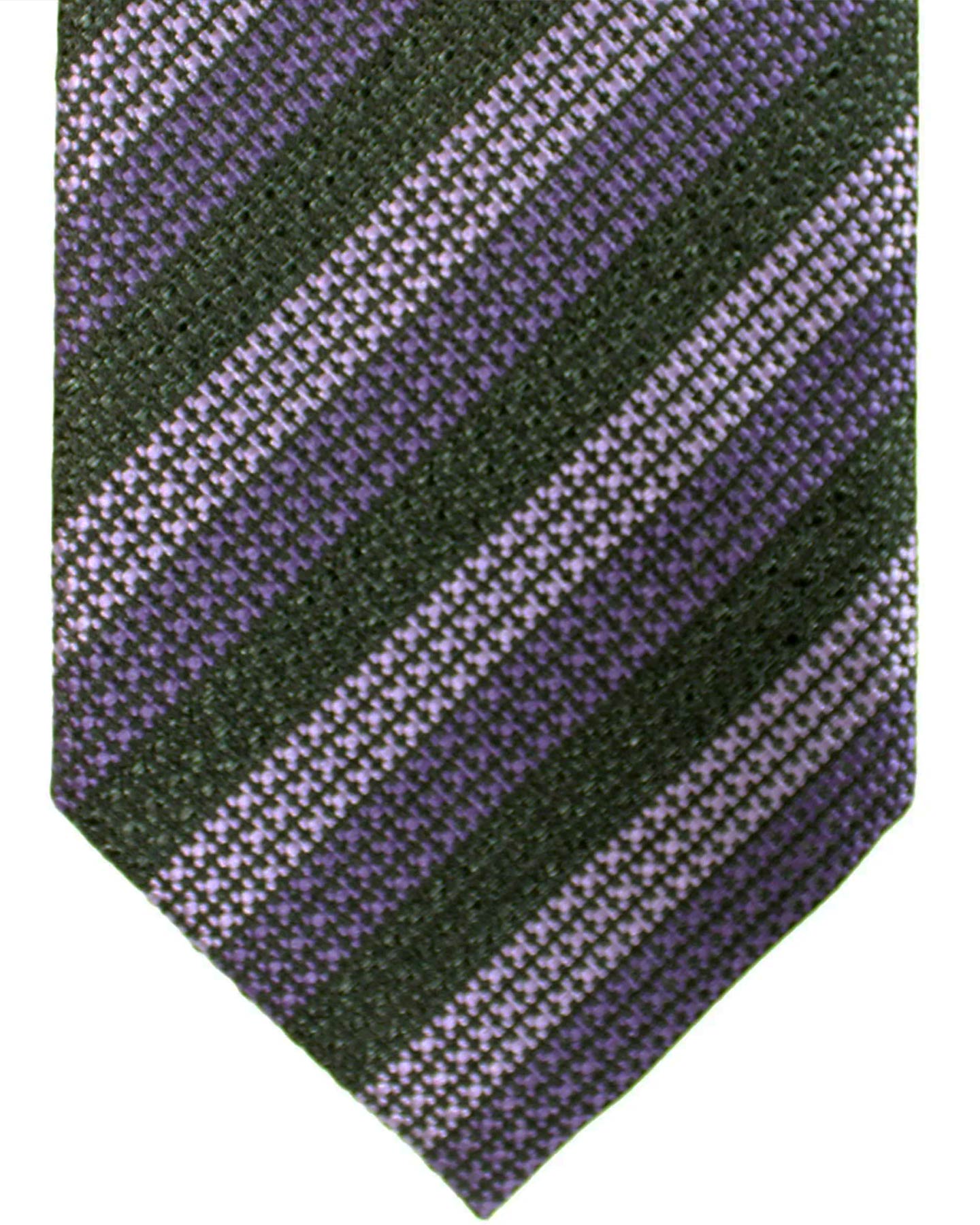 Tom Ford Silk Tie Green Purple Stripes