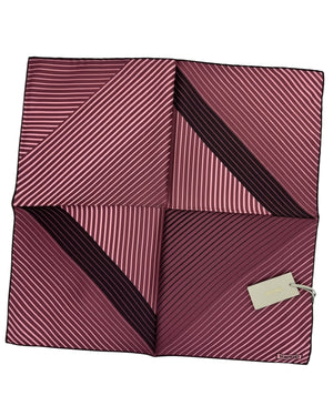 Tom Ford Silk Pocket Square Bordeaux Dust Pink Stripes