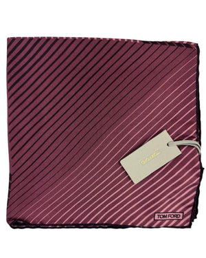 Tom Ford Silk Pocket Square Bordeaux Dust Pink Stripes