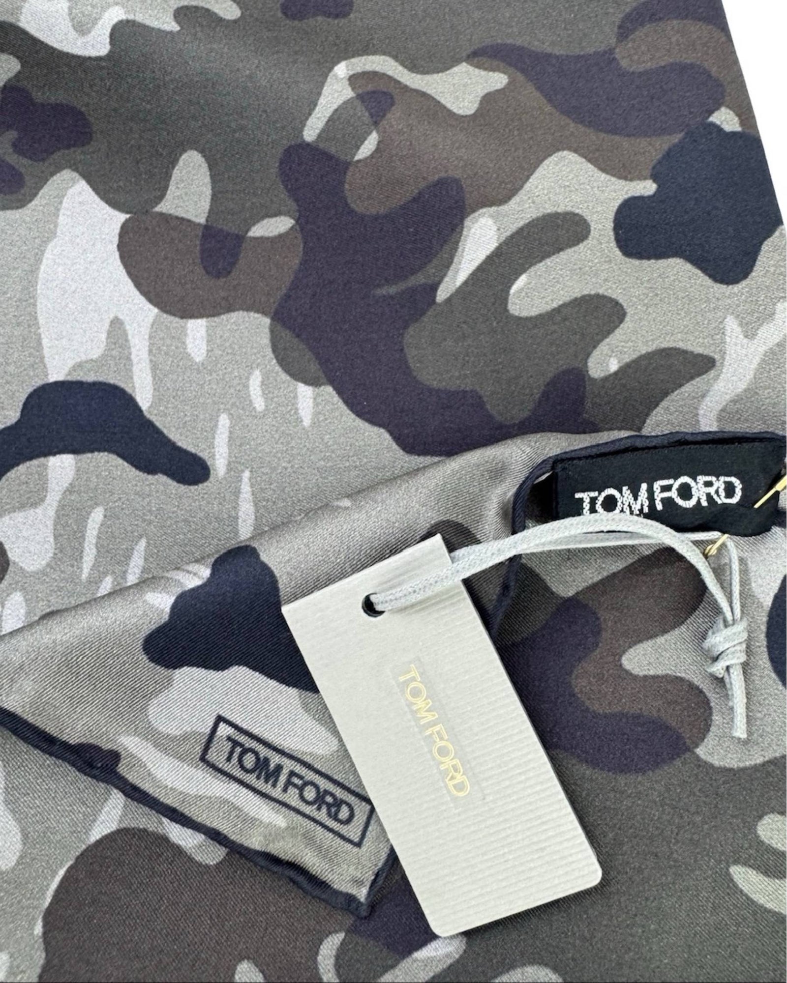 Tom Ford Silk Pocket Square Brown Taupe Black Camouflage