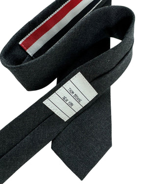 Thom Browne Skinny Wool Tie Dark Gray FINAL SALE